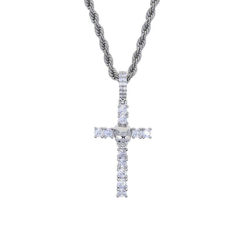 Hip Hop New Skull Cross Pendant Hip Hop Fashion Trend Couple Necklace_ipsvogv.com