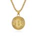 Personality hip hop style encrypted Bitcoin Bitcoin titanium steel necklace plated with K gold coin round pendant_ipsvogv.com