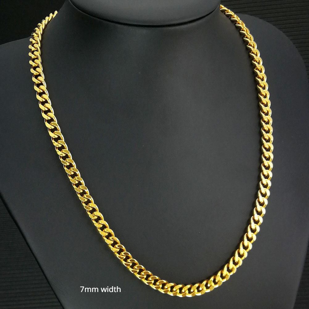 Mens Solid Heavy Chain Long Necklace Curb Ring Link Jewelry N224_ipsvogv.com