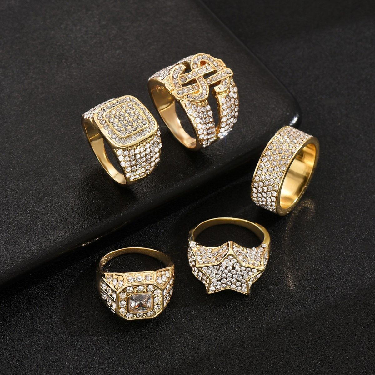 Geometric light luxury style ring set with personalized inlay niche design, suitable for couples and versatile rings_ipsvogv.com