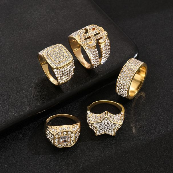 Geometric light luxury style ring set with personalized inlay niche design, suitable for couples and versatile rings_ipsvogv.com