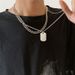 Unisex hot selling hip hop men's double layer pendant necklace titanium steel tag metal chain sweater chain jewelry_ipsvogv.com