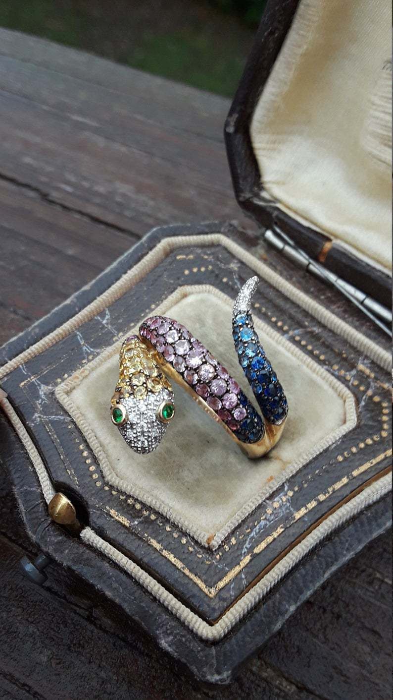 Sanjie Hot Selling Jewelry Fashion Colorful Zircon Set Small Snake Women's Ring_ipsvogv.com