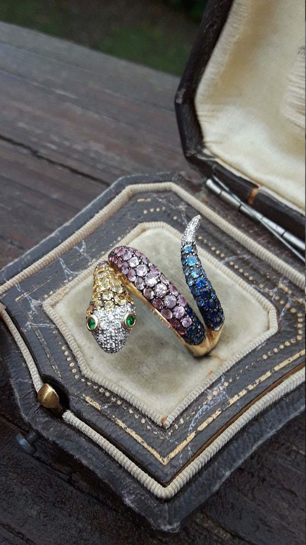 Sanjie Hot Selling Jewelry Fashion Colorful Zircon Set Small Snake Women's Ring_ipsvogv.com