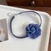 Elegant Three-Dimensional Denim Blue Floral Choker Ribbon Collar Design Sense Clavicle Tie Necklace_ipsvogv.com