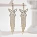 Unisex Long Tassel Earrings High End Light Luxury Temperament Celebrity New Style Trendy Niche Design Ear Wire Versatile Rhinestone Earrings_ipsvogv.com