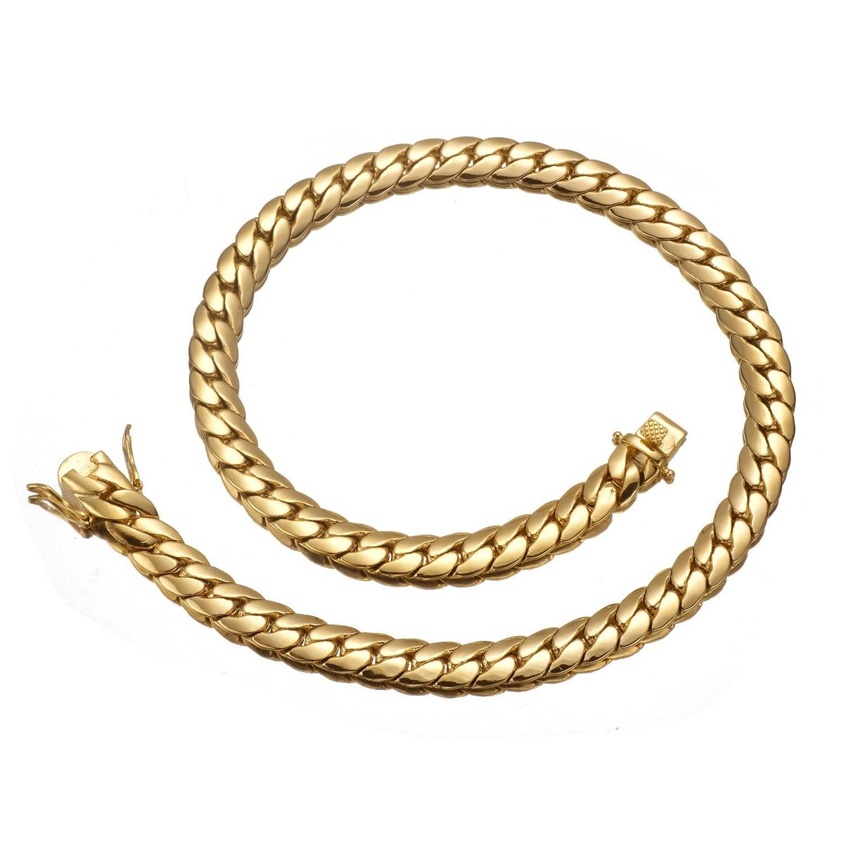 Men's Jewelry K Gold Cuban Necklace Brass Men's Whip Chain Necklace Bracelet Short Clavicle Chain_ipsvogv.com