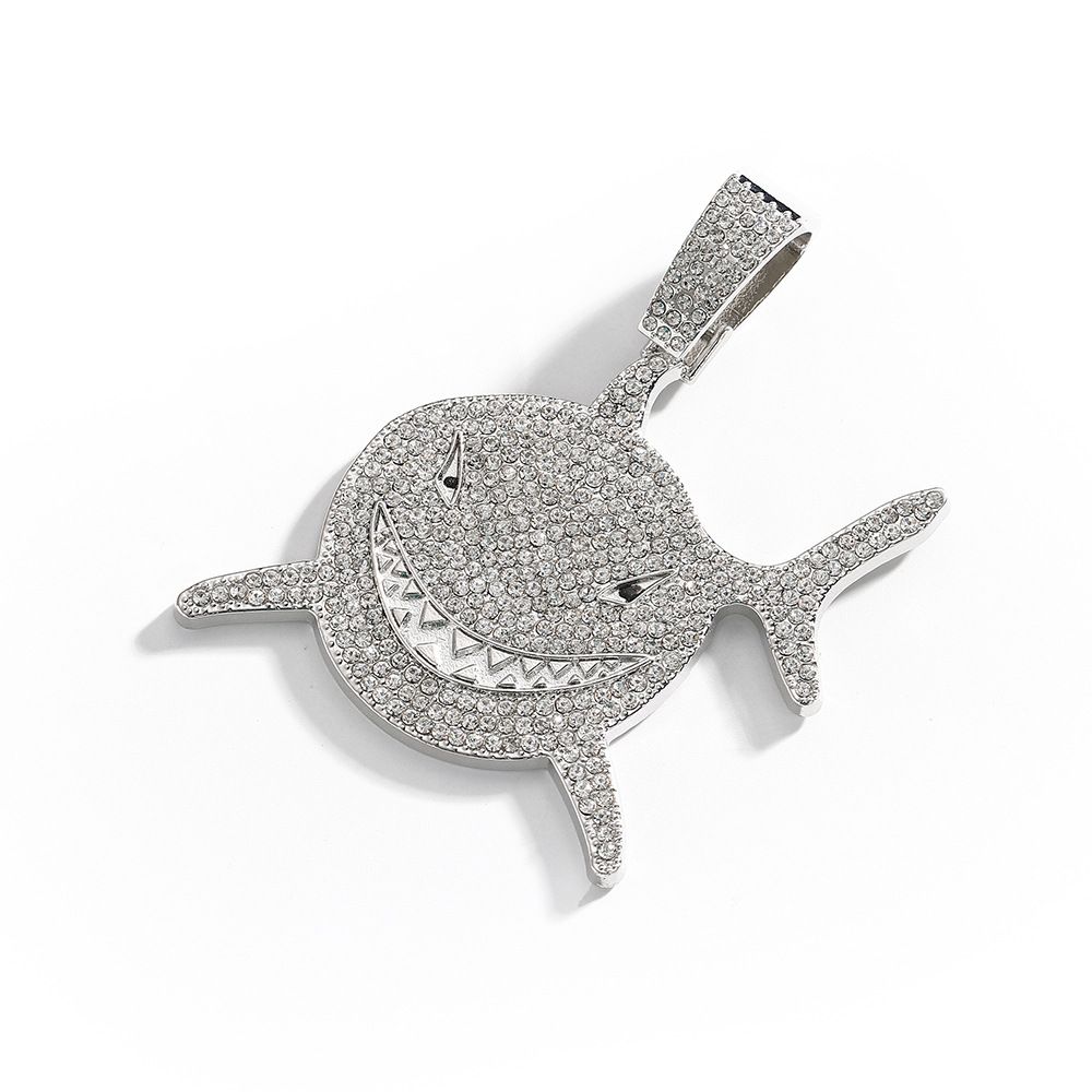 Men’s Jewelry Set Fashion Personality Pendant 6ix9ine Same Style Large Shark Pendant Alloy Rhinestone Exaggerated Hip Hop Men's Necklace_ipsvogv.com