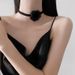 2024 New Choker Necklace For Women, Lace Black Necklace, Light Luxury Niche Wine Red Velvet Camellia Clavicle Chain_ipsvogv.com