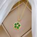 Steel 【 Titanium 】 Five Leaf Flower Green Light Luxury Temperament Gorgeous Full Diamond Necklace Women's Versatile 【 】_ipsvogv.com