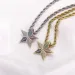 New Menss Hip Hop Colorful Cubic Zirconia Star Pendant Necklace Full Diamond Multi-color Pentagram Charm Brooch Copper_ipsvogv.com