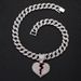 Ins fashion style alloy full diamond boyfriend love pendant necklace men and women hip hop broken heart pendant chain_ipsvogv.com