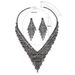 Women’s Jewelry Set Fashion Women's Jewelry Fashion Tassel Black Crystal Stone Silver Necklace Earrings 2 Piece Set_ipsvogv.com