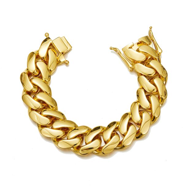 Hip Hop Men's Stainless Steel Cuban Chain Bracelet New Dragon Head Clasp 8/10/12/14/16/18/20/22mm_ipsvogv.com