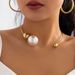 Japanese And Korean Simple Niche Design Women's Necklace Personality Inlaid Pearl Alloy Necklace High Grade Clavicle Chain_ipsvogv.com