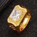 New Diamond Set Open Sand Gold Copper Plated Zircon Large Men's Ring_ipsvogv.com