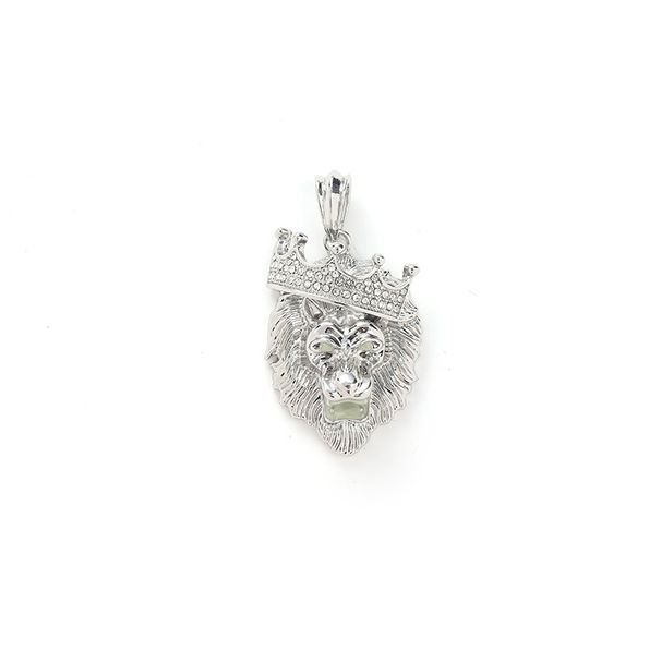 Hip Hop Accessories Fashionable Full Diamond Creative Crown Lion Head Necklace Pendant Men's High-end Cuban Chain_ipsvogv.com