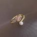 Tulip ring for women ins style new light luxury niche ring Korean retro inlaid pearl ring_ipsvogv.com
