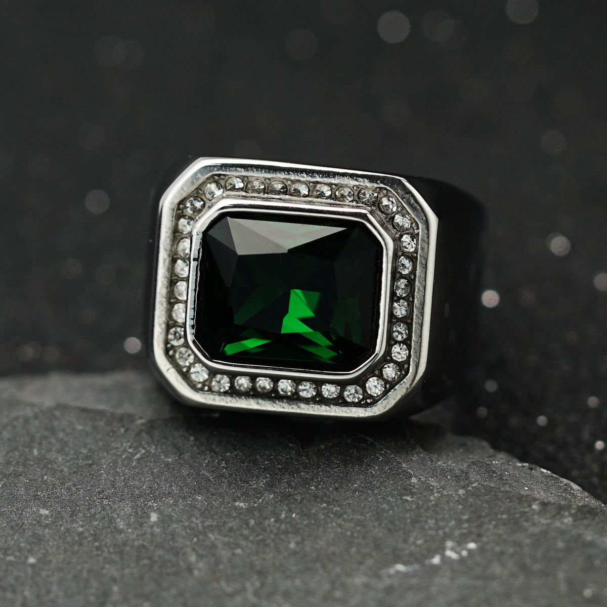 New 316 Stainless Steel Full 3D Colorful Diamond Fashion Personality Men's Ring_ipsvogv.com