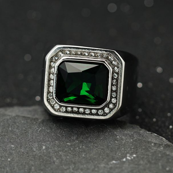 New 316 Stainless Steel Full 3D Colorful Diamond Fashion Personality Men's Ring_ipsvogv.com