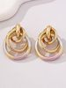A Pair Of European And American Hollow Retro Simple Geometric Metal Pockmarked Cross Colored Earrings Suitable For Daily_ipsvogv.com