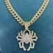 Punk Trendy 3D Large Spider Pendant Necklace Hip Hop Street Dance Diamond-Encrusted Cuban Chain Men's Accessories_ipsvogv.com