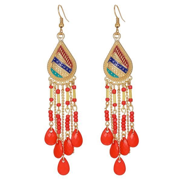 Women’s Jewelry Set Fashion Water Drop Rice Bead Tassel Earrings Niche Ethnic Style Ear Hooks Temperament Light Luxury Holiday Style Earrings_ipsvogv.com