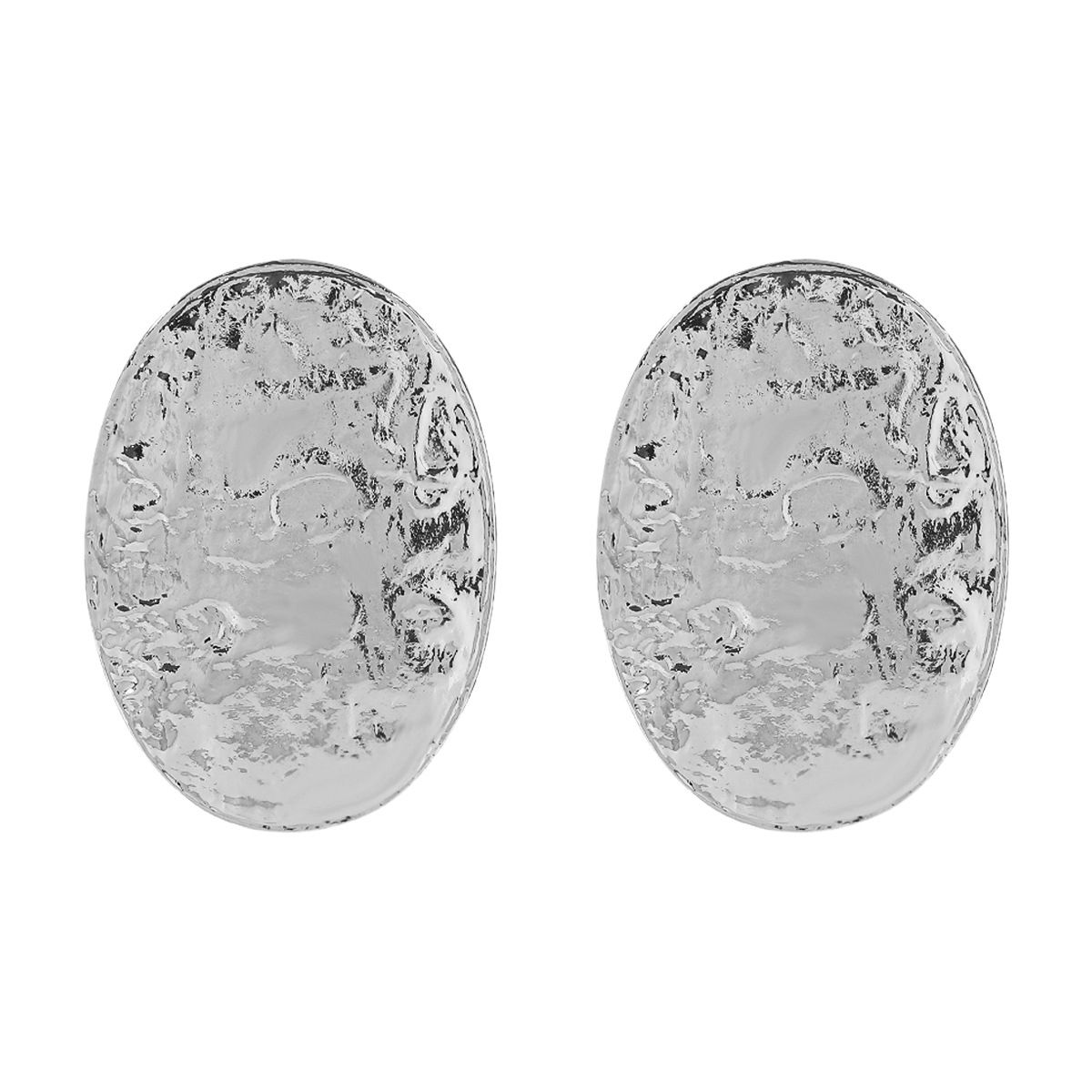 E12322 minimalist style exaggerated alloy oval with textured concave convex geometric metallic feeling fashionable_ipsvogv.com