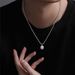 Fashion Sparkling Geometric Round Pendant Necklace Female Ins Light Luxury Clavicle Chain Necklace Accessories_ipsvogv.com