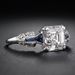 Irregular Trapezoid Square Diamond Topaz Sapphire Ring Silver Plated Ring_ipsvogv.com