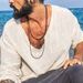 Fever Same Style Small Gold Bead Necklace For Men Exaggerated Ultra Thin Stacked Black Agate Tiger Eye Stone Beaded Long Necklace_ipsvogv.com