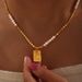 Simple And Personalized Freshwater Pearl Patchwork Square Jewelry With Geometric Texture Inlay Design Pendant Copper_ipsvogv.com