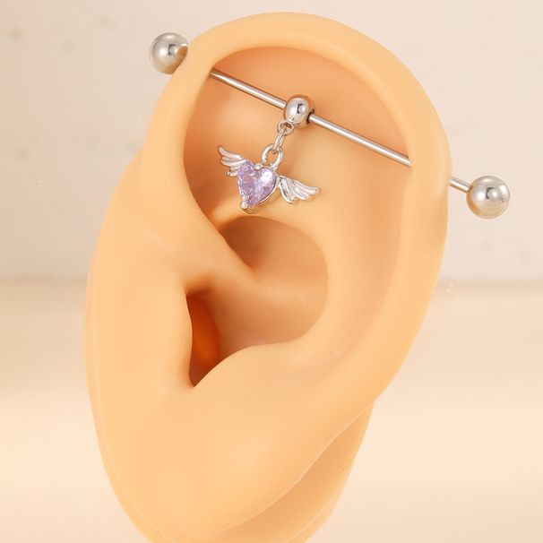 Personalized Hip Hop Ear Bridge Nails Red Heart Shaped Design Piercing Earrings Versatile Net Celebrity Ear Bone Nails_ipsvogv.com