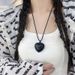 Korean Internet Celebrity Blogger Fever Same Style Black Leather Braided Edge 3D Heart Fashionable Hot Girl Necklace_ipsvogv.com