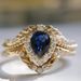 Sanjie Flower Wedding Ring Women's Fashion Crown Jewelry With Blue Water Drop Zircon Set_ipsvogv.com