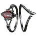 Dark Red Zircon Lava Horse Eye Gun, Black Pair Ring, Female_ipsvogv.com