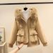 Women's Clothing Horn button parka women's autumn and winter new slim down cotton jacket fashionable plus velvet thick fur coat_ipsvogv.com