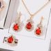 New jewelry pendant earring ring set fashionable bridal decoration colorful three piece wedding photography accessories_ipsvogv.com