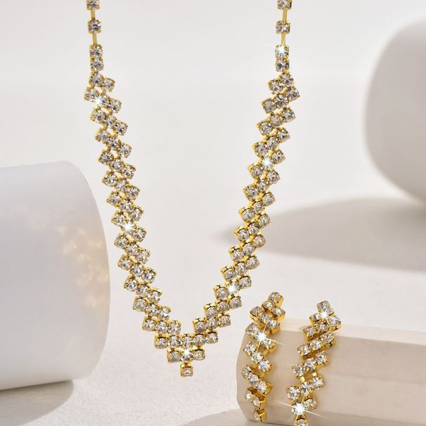 Women’s Jewelry Set Fashion Claw Chain Series Loose Diamond Zircon Earrings Necklace Set Female Bride Evening Dress High End Luxury Full Diamond_ipsvogv.com