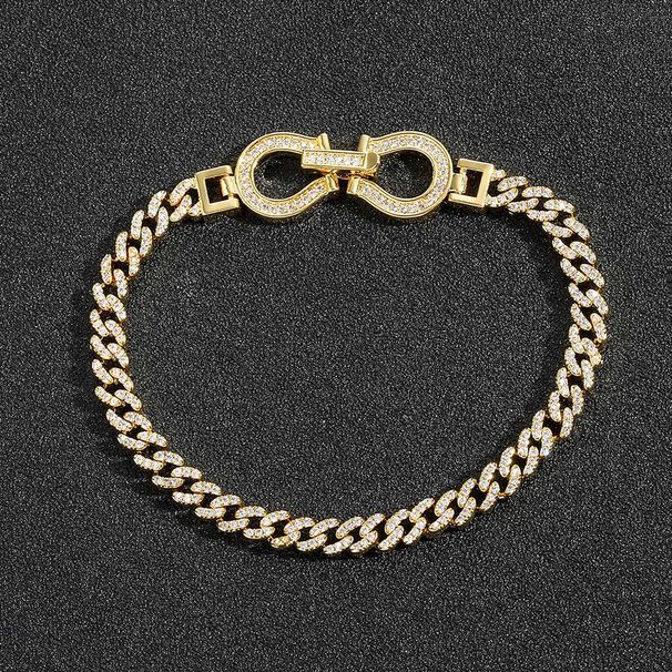 Unisex Hip Hop Horseshoe Buckle Cuban Chain 4mm Micro Inlaid Zircon Fashion Niche Men's And Women's Bracelet Hip Hop Ornaments_ipsvogv.com