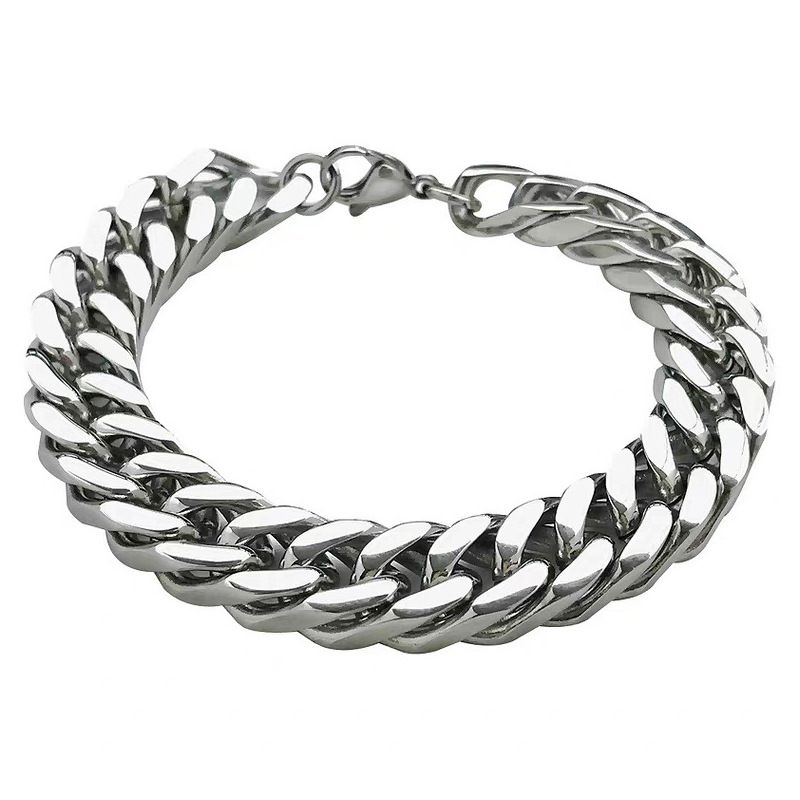 Hip Hop Four-Sided Grinding Chain Titanium Steel Hand Ring Jewelry Cuban Dragon Bone Men's Bracelet Trendy Accessories_ipsvogv.com