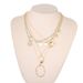 New Fashion Droplet Oval Flower Turquoise Disc Necklace Multi Layered Neckchain Collar Chain_ipsvogv.com