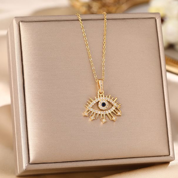 Titanium Steel Necklace Female Türkiye Blue Eyes Devil's Eye Pendant Small People Luxury Chain Jewelry_ipsvogv.com