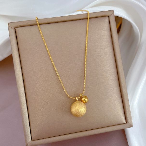 Full Body 【 Titanium Steel 】 Extremely Simple Wind Bipolar Ball Furnace Genuine Gold Necklace For Women's Ins Mesh Red 【 】_ipsvogv.com