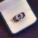 【 3091 People's Collection 】 S Silver Inlaid Natural Tanzanite Men's Ring, Fashionable Color, Beautiful Lively, Suitable_ipsvogv.com