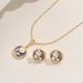 2024 New Style Women's Drip Oil Necklace Set with Pearl Inlay, Unique Flower Design, Versatile Earrings_ipsvogv.com