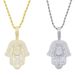 Hip Hop Hamsa Palm Zircon Necklace Men's Full Diamond Trendy Jewelry_ipsvogv.com