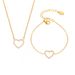 Women's Jewelry Heart-shaped Handmade Zircon Double Clavicle Necklace Bracelet Set Titanium Steel PVD Electroplated Real Gold Color Preservation_ipsvogv.com