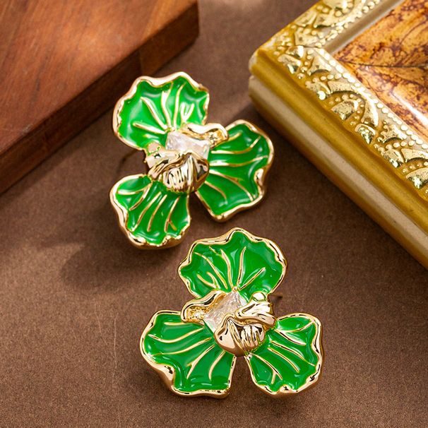 French Style Super Fairy Sweet And Exquisite Small Fragrant Wind Drip Oil Inlaid Diamond Phoenix Tail Flower For Women_ipsvogv.com