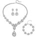 Crystal Rhinestone Bridal Jewelry Set - Necklace, Earrings & Bracelet (3-Piece, High-End Wedding Collection)_ipsvogv.com